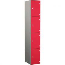 Probe 4 door red metal locker - wet area - 1800x300x400mm