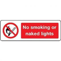 Rigid plastic no smoking/naked lights sign hxw 200x600mm