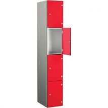 Probe 4 door red metal locker - wet area - 1800x300x450mm