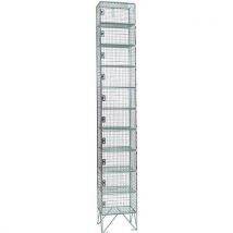 Premium 10-door wire mesh locker 1974x305x305mm