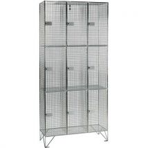 Premium 3-door wire mesh locker 1974x915x305mm - nest of 3