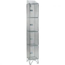 Sloping top 4-door wire mesh locker 1974x305x457mm