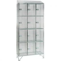 Sloping 4-door wire mesh locker 1974x915x457mm - nest of 3