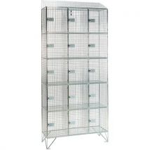 Sloping 5-door wire mesh locker 1974x915x457mm - nest of 3