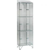 Sloping 3-door wire mesh locker 1974x610x305mm - nest of 2