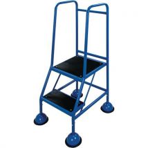 2 step classic plus domed feet ribbed rubber large mobile platform steps blue