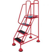 4 step classic plus domed feet ribbed rubber large mobile platform steps red