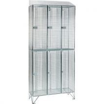 Sloping 2-door wire mesh locker 1974x915x457mm - nest of 3