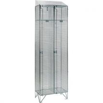 Sloping 1-door wire mesh locker 1974x610x305mm - nest of 2