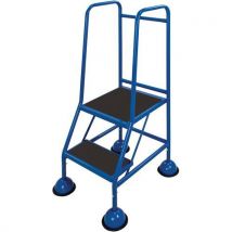 2 step classic plus domed feet anti slip large mobile platform steps blue