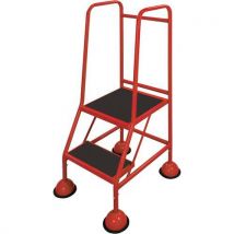2 step classic plus domed feet anti slip large mobile platform steps red