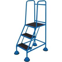 3 step classic plus domed feet anti slip large mobile platform steps blue