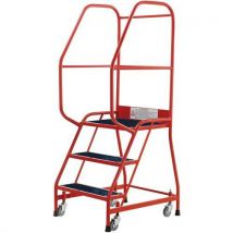 3 step heavy duty ribbed rubber spring loaded platform steps red