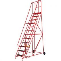 12 step standard duty anti slip mobile warehouse steps red