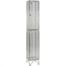 Stainless steel 2-door wire mesh locker 1974x305x457mm