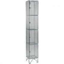 Stainless steel 4-door wire mesh locker 1974x305x305mm