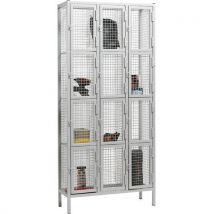 Heavy duty 4-door wire mesh locker 1974x901x457mm -nest of 3