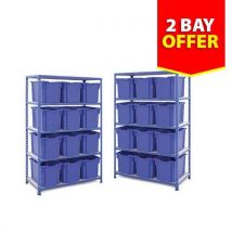 2 x gratnells bay all blue tall all jumbo - 12 blue trays