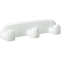 3-head white plastic coat hooks