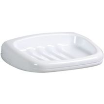 White plastic wall mounted soap dish