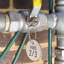 Traffolyte valve tags. Dia. 33mm. 126 to 150. Per set