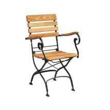 Wooden Folding Bistro Chair with Wrought Iron Frame by Zap