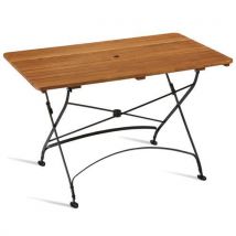 Rectangular Wooden Bistro Table - Wrought Iron Frame by Zap