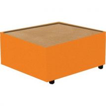 Modular table unit with beech top - orange fabric