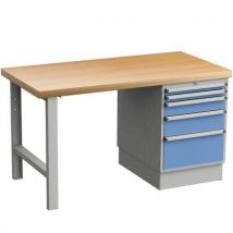 600kg workbench with pedestal 4 drawer unit 750x1500mm