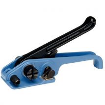 Tensioner for plastic strapping up to 19 mm wide