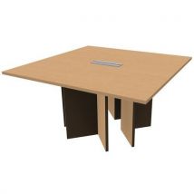 Beech square table for 8 people with cross base