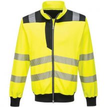 Pw370 pw3 high-visibility zip sweatshirt black/yellow xl