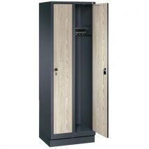 Single-piece locker anthracite ash mdf door clean industry w300 x h1850 x d500 2 columns base