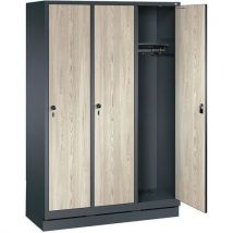 One-piece locker anthracite ash mdf door clean industry w400xh1850xd500 3 columns base