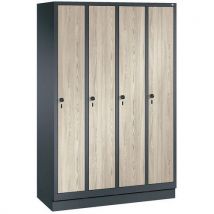 Single-piece locker anthracite ash mdf door clean industry w300 x h1850 x d500 4 columns base