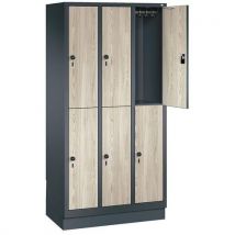 Anthracite monobloc locker with two mdf doors w900xh1850xd500 3 columns with base