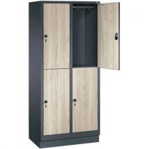 Anthracite single-piece locker with 2 ash mdf doors w810 x h1850 x d500 2 columns with base