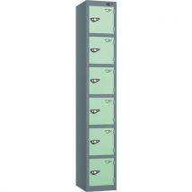 Grey/mint 6-door metal locker - 1800x450x450mm - cam lock