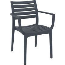 Dark grey stackable outdoor plastic armchair - zap ares