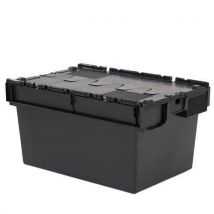 Tote Box Attached Lid Container - Black 80L Capacity by Totebox