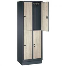 Anthracite monobloc locker with two mdf doors w610xh1850xd500 2 columns with base