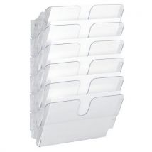 Flexiplus wall organiser 6 a4 landscape compartments clear