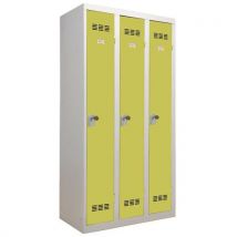 3-column clean industry locker with hasp 300 mm lime green