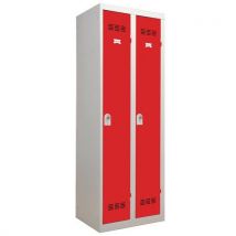 2-column clean industry locker with hasp 300 mm red