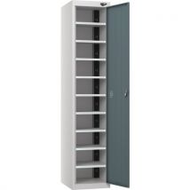 Silver/grey 1 door 10 tier powered laptop locker - 2 usbs