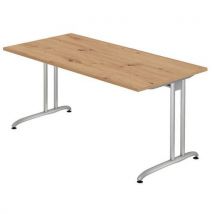 Knotty oak desk 160 cm aluminium base - miro range