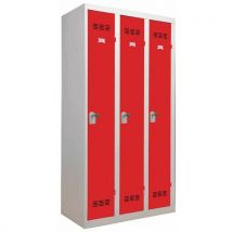 3-column clean industry locker with hasp 300 mm red