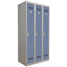 3-column clean industry locker with keys 300 mm blue