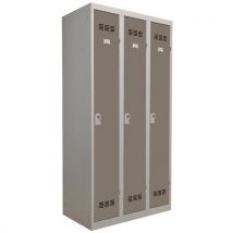 3-column clean industry locker with keys 300 mm taupe