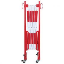 Red/white extendable barrier on castors length 3.6 m
